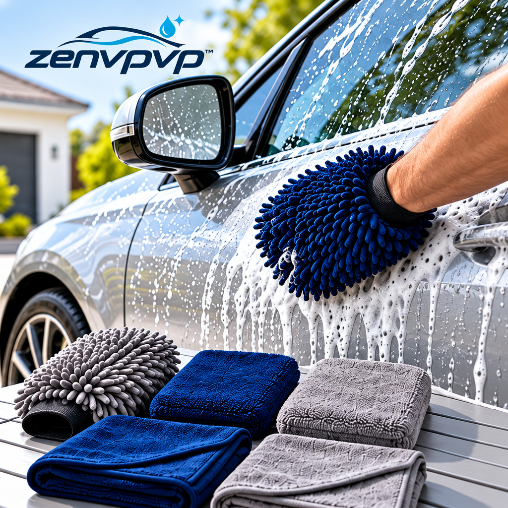 zenvpvp™ Microfiber Car Wash Mitt & Pad Kit — 6-Piece Exterior Washing Set