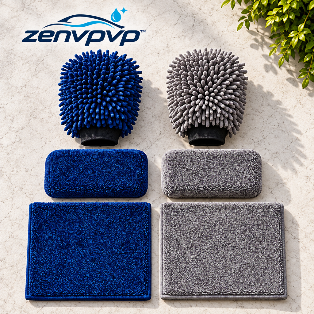 zenvpvp™ Microfiber Car Wash Mitt & Pad Kit — 6-Piece Exterior Washing Set