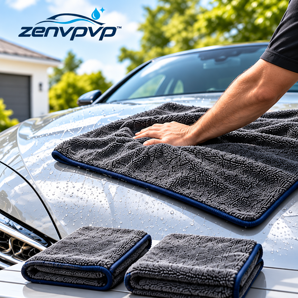 zenvpvp™ XL Twist-Loop Car Drying Towel Set — 3-Piece Vehicle Drying Kit