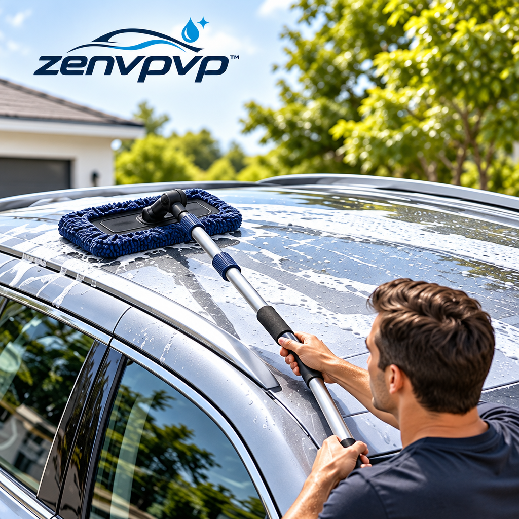 zenvpvp™ Telescoping Microfiber Car Wash Mop — 6-Piece Long-Reach Cleaning Kit