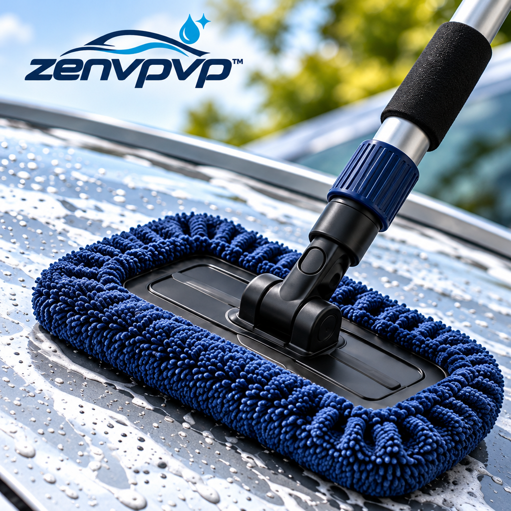 zenvpvp™ Telescoping Microfiber Car Wash Mop — 6-Piece Long-Reach Cleaning Kit