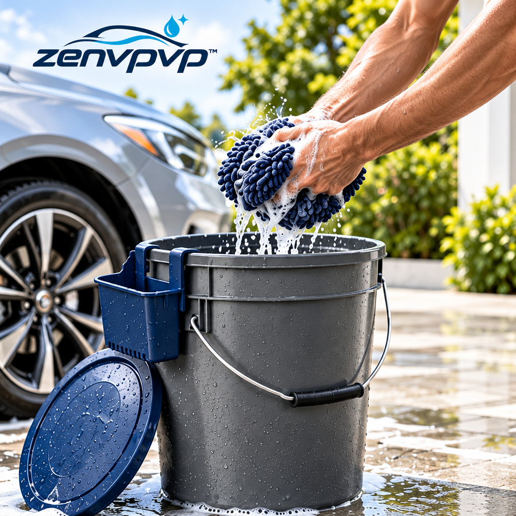 zenvpvp™ 5-Gallon Car Wash Bucket Kit — Dirt Separator, Lid & Tool Caddy