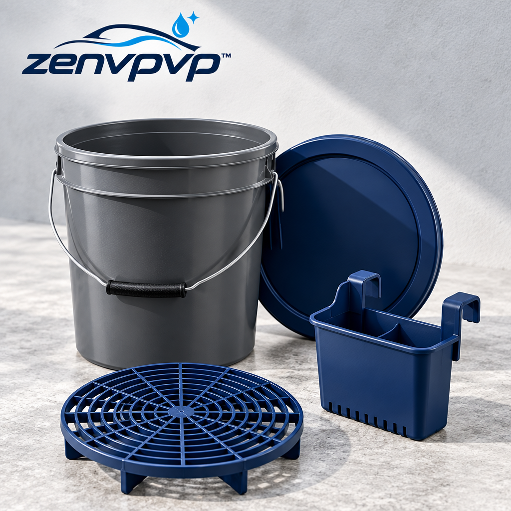 zenvpvp™ 5-Gallon Car Wash Bucket Kit — Dirt Separator, Lid & Tool Caddy