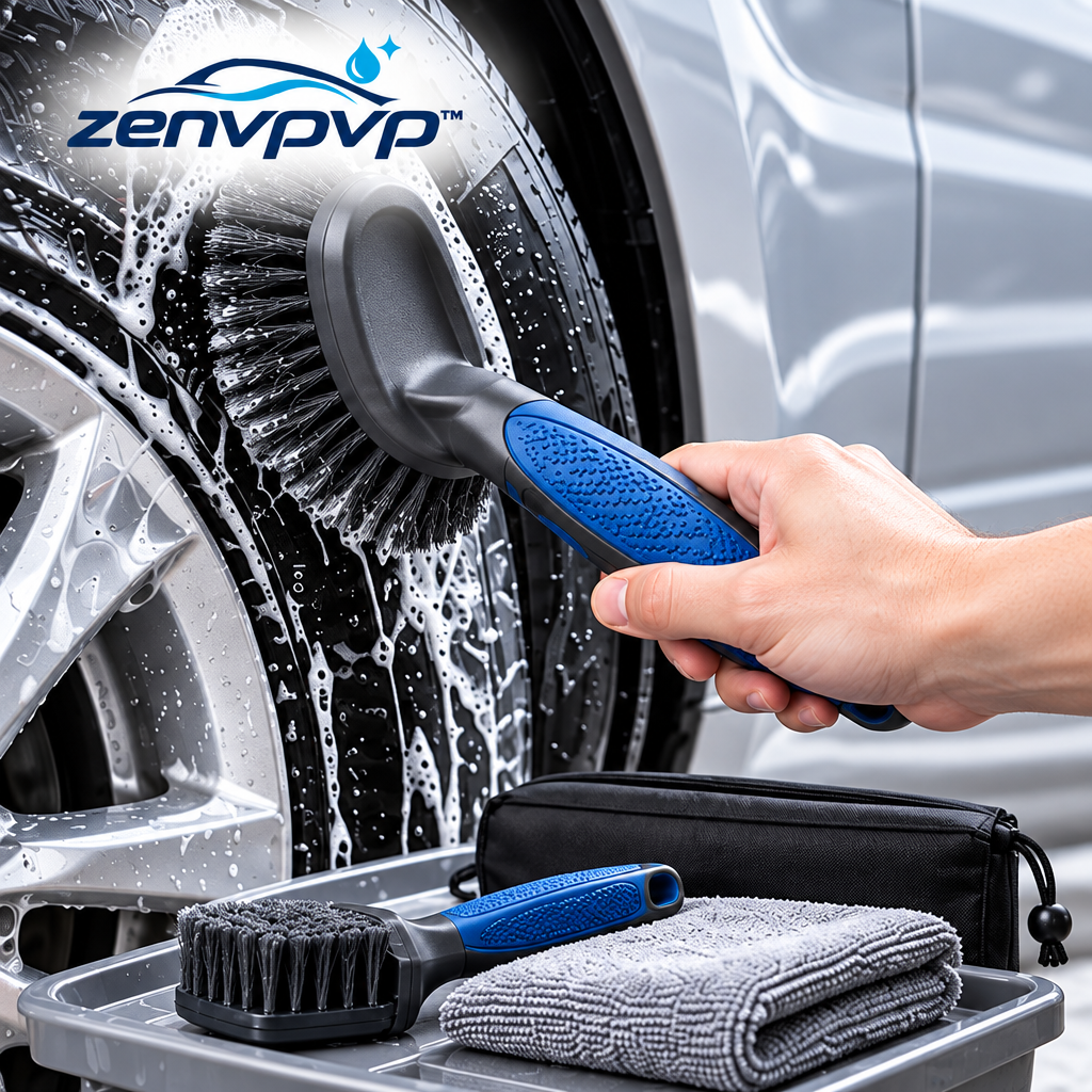 zenvpvp™ Tire Sidewall Scrub Brush Kit — 5-Piece Tire & Floor Mat Cleaning Set