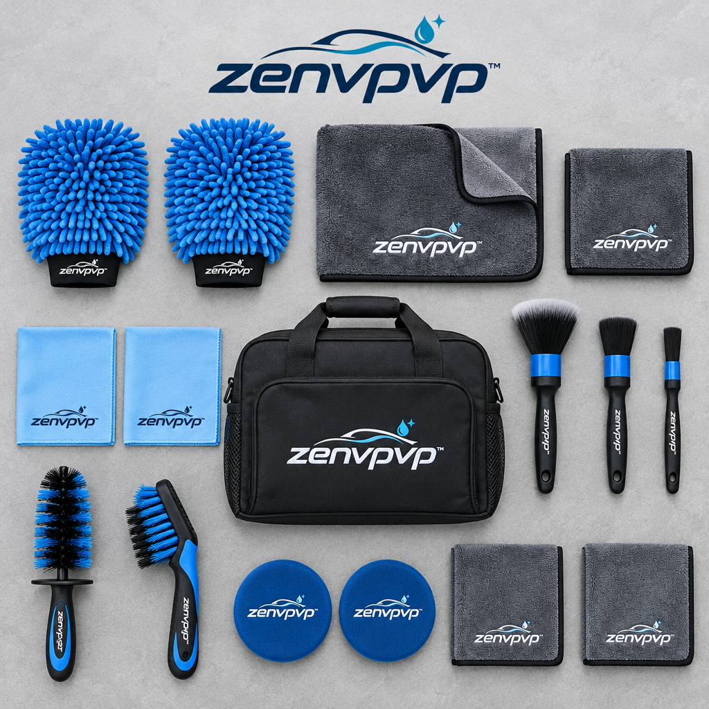 zenvpvp™ Complete Manual Car Cleaning Kit — 16-Piece Interior & Exterior Tool Set